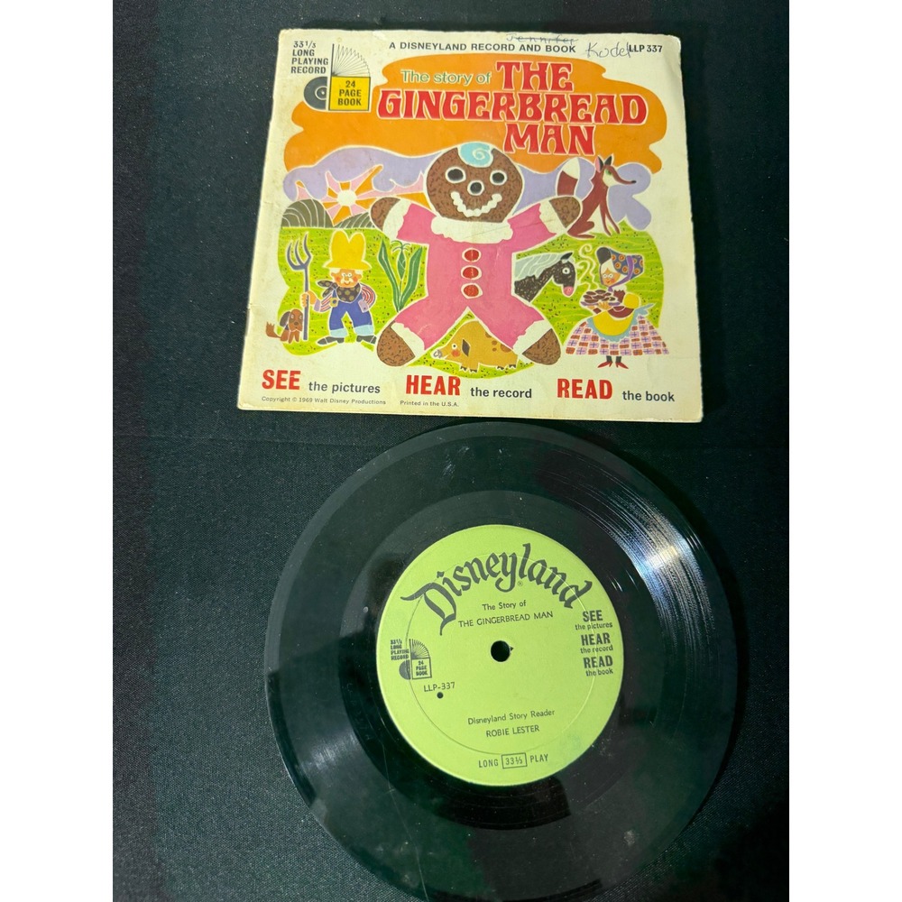Disneyland Records The Gingerbread Man‎ 7" Vinyl Book LLP-337 Multicolor 1969